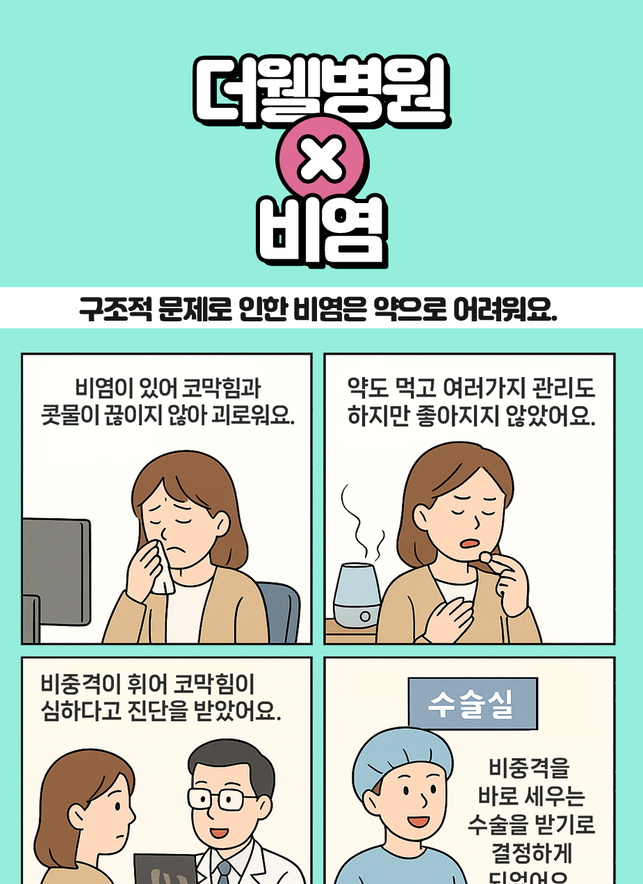 구조적 문제로 인한 비염은 약으로는 치료하기 힘들어요. (1/3)